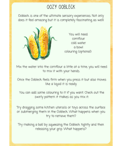 Recipe for Ooblek showing corn on the cob.