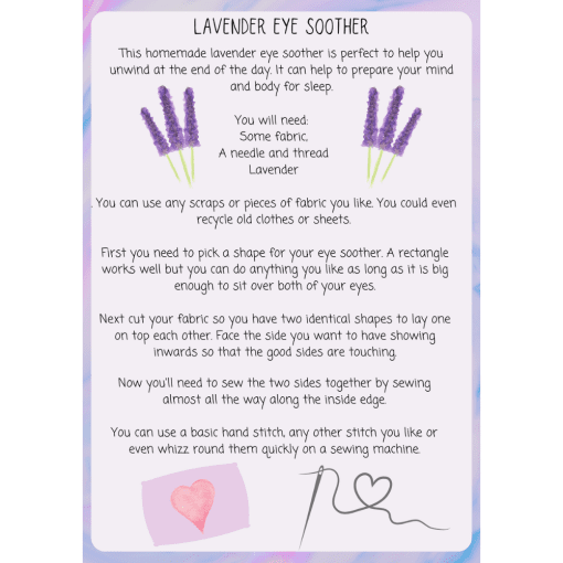 Instructions to make a lavender eye soother.