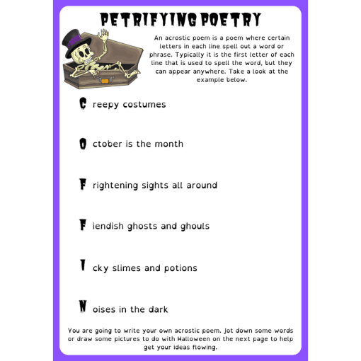 Instructions of how to create acrostic poetry.