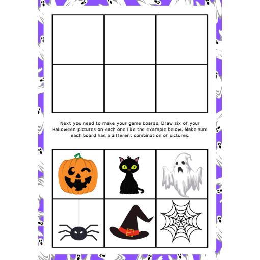 Halloween bingo template.