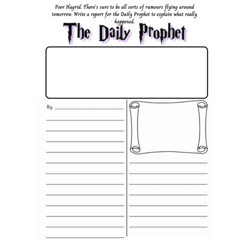Blank Daily Prophet newspaper article template.