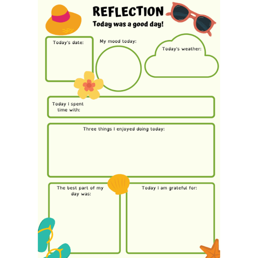 Reflection journal for children.