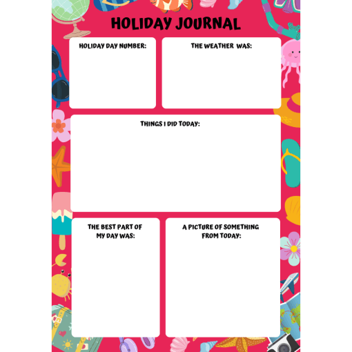 Holiday journal page for children.