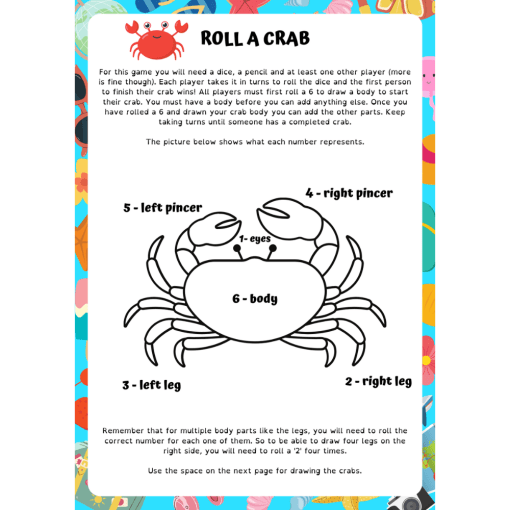 Roll a crab game template.