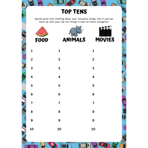 Top ten category game for children.